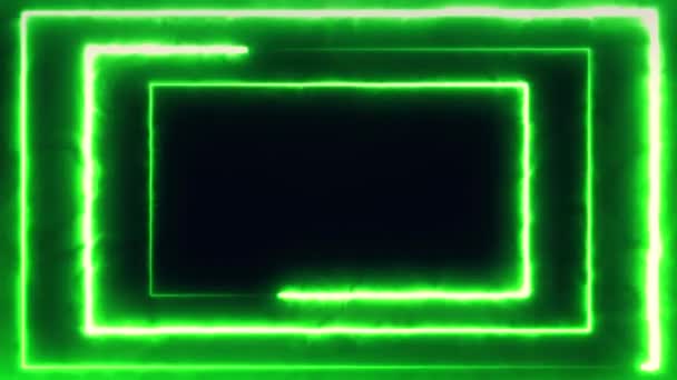 Neonové bakcpůda letící neonově zářící rotující obdélníkový obdélník, který vytváří tunel, modré červené růžové fialové spektrum, fluorescenční 3D vykreslování nekonečného světla, moderní barevné osvětlení, 4k — Stock video