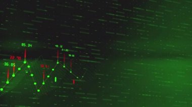 Finansal grafik ve veri iş dijital eğilim veri ve Hisse senedi kavramı olarak soyut 3d render arka plan üzerinde sayıların sürekli bir artış gösteren, büyüyen grafikler ve sayıların akan sayaçları