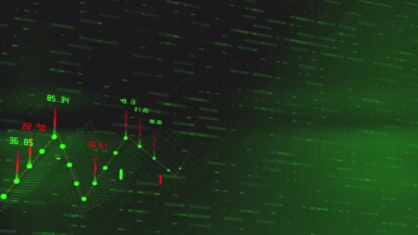 Graphique financier et des données montrant une augmentation constante des bénéfices, des graphiques croissants et des compteurs de flux de chiffres sur fond abstrait rendu 3D comme concept de données de tendance numérique d'affaires et Stock 