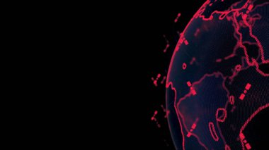 Dijital dünya veri küresi - soyut üç boyutlu uydu görüntüleme uyduları dünya ile bağlantı kuruyor. Uydular gezegeni çevreleyen bir ağ ya da gökyüzü köprüsü oluşturur. Karmaşıklık taşıyan büyük veriler taşar.