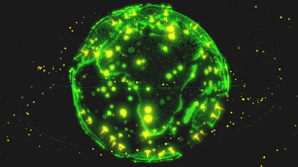 Αφηρημένη τρισδιάστατη απόδοση δορυφόρων δίκτυο Starlink, ψηφιακή γη σφαίρα δεδομένων - σύνδεση του κόσμου. δορυφόροι δημιουργούν ένα web ή Skybridge γύρω από τον πλανήτη μεταφέρουν πολυπλοκότητα μεγάλα δεδομένα πλημμυρίζουν το — Φωτογραφία Αρχείου