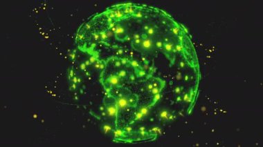 Soyut 3D görüntüleme uyduları yıldız bağlantı ağı, dijital dünya veri küresi - dünyayı birbirine bağlar. Uydular gezegeni çevreleyen bir ağ ya da gökyüzü köprüsü oluşturur. Karmaşıklık taşıyan büyük veriler taşar.