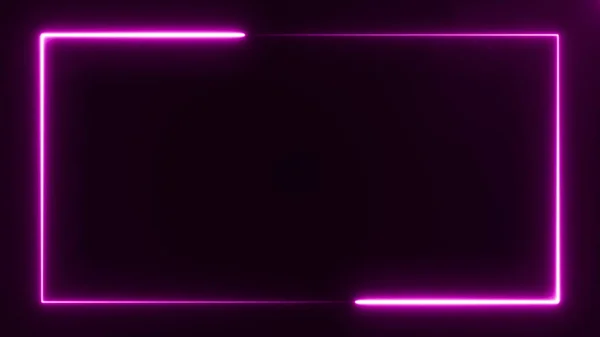 Ljust lila ljus Neon ram på svart bakgrund, abstrakt Digital 3D rendering 4K video — Stockfoto