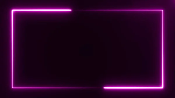 bright purple light neon frame on black background, abstract digital 3d rendering 4K video