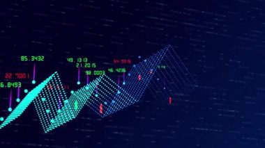 Finansal grafik ve veri iş dijital eğilim verileri ve Stok 3d render kavramı olarak soyut arka plan üzerinde sayıların sürekli bir artış gösteren, büyüyen grafikler ve sayı ların akan sayaçları