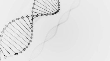 Alan derinliği ile soyut siyah ışıltılı Dna çift sarlak. Enkaz 3d render DNA yapımı animasyon. Bilim animasyonu. Genom fütüristik görüntüleri. Genetiğin kavramsal tasarımı