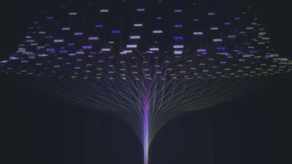 Big Data nuvem binária de dados conceito de telecomunicações e internet global de coisas IOT AI tecnologia de rede de renderização 3d — Fotografia de Stock