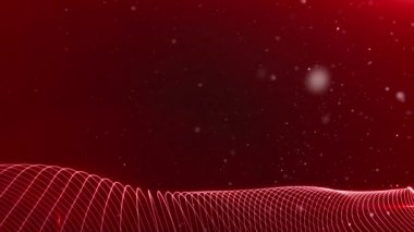 Bulanık parçacık hareket arkaplanı parıldıyor ve parlak parçacıklar yıldızları Bokeh hareketini kıvılcımlandırıyor Soyut Dijital dalga arka planı koyu kırmızı 3d canlandırma