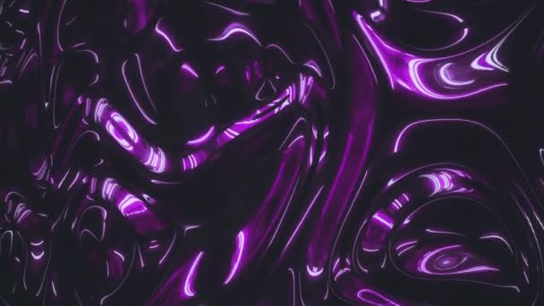 Metallic donker violette kleur textuur met bewegende rimpelingen in diepe schaduw. Trendy grafische vormgeving 3d rendering holografische abstracte achtergrond in 4K video. — Stockvideo