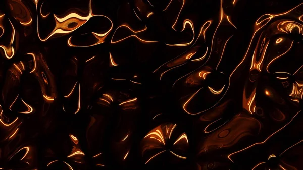 Struttura metallica bronzo scuro con increspature che scorrono e ombra profonda. Flusso elegante di riflessione in 3d che rende lo sfondo astratto olografico in video 4K. — Foto Stock