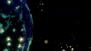 Soyut 3D görüntüleme uyduları yıldız bağlantı ağı, dijital dünya veri küresi - dünyayı birbirine bağlar. Uydular gezegeni çevreleyen bir ağ ya da gökyüzü köprüsü oluşturur. Karmaşıklık taşıyan büyük veriler taşar.