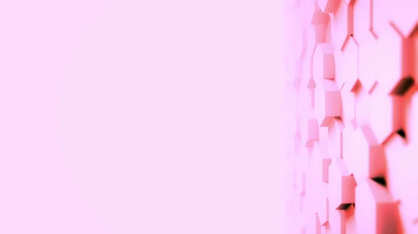 Abstrato rosa Hexagon geométrica desktop superfície suave mover luz brilhante limpo mínimo hexagonal grade modelo, Random ondulação mover 3D renderização de fundo de lona em planície arquitetura em branco parede 4K UHD — Fotografia de Stock