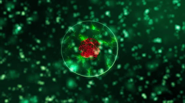 Περίληψη 3d μοντέλο του Coronavirus 2019-nCoV παθογόνα κύτταρα σε μολυσμένο αίμα φαίνεται ως γαλάζιο χρώμα σφαιρικοί μικροοργανισμοί που κινούνται σε μαύρο φόντο. Κινούμενα 3d απόδοση κοντινό βίντεο 4K. — Φωτογραφία Αρχείου