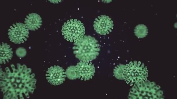 Virus a bakterie pod elektronovým mikroskopem. Virová epidemie. Zdravotní koncepce. Patogeny, informace o novém 2019-nCoV coronovirus, SARS. Epidemie v Číně — Stock video
