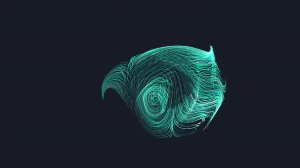 Movimiento de partículas en una espiral en un círculo Animación en 3D de lazo inconsútil de luz de color para fondos para presentaciones de video, plantillas de concierto, presentaciones, presentaciones, fiestas de baile, música — Vídeos de Stock