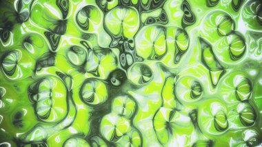 Akan dalgalar ve derin gölgeli metalik yeşil renk dokusu. 4K video içerisindeki soyut grafik tasarımı 3d görüntüleme arkaplanı.