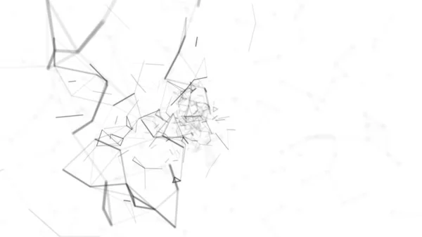 Fondo geométrico blanco abstracto con líneas y puntos negros en movimiento. looping animación cg bueno para youtube introducción o outro en el lado izquierdo con espacio para el título, logotipo o fondo de puntuación 4K Ultra HD — Foto de Stock