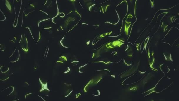 Textura metálica de color verde oscuro con ondulaciones fluidas y sombra profunda. Diseño gráfico abstracto elegante 3d renderizado fondo holográfico en vídeo 4K. — Vídeos de Stock