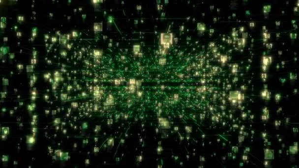 se déplaçant à travers le flux de recherche de portraits de personnes méconnaissables connectés les uns aux autres réseau de couleur verte grille dans le réseau social. Concept d'intelligence artificielle pour les entreprises, les communications