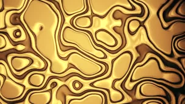 Concepto temático de informática, negocios y arte. Brillante superficie líquida ondulada refulgente de oro y amarillo con reflejos blancos. Dinámica abstracta elegante onda de fondo. 3d renderizado animación 4K video . — Vídeos de Stock