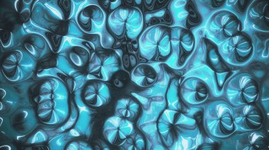 Metalik koyu mavi renk dokusu, hareket eden dalgalar ve derin gölgeler. Soyut grafik tasarımı 3d görüntüleme holografik arkaplan 4K.