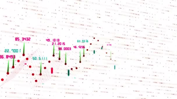 Grafik batang dan tabel indeks pasar bursa saham cryptocurrency. Animasi video berputar tanpa batas latar belakang. Tingkat mata uang abstrak, render 3d. — Stok Video