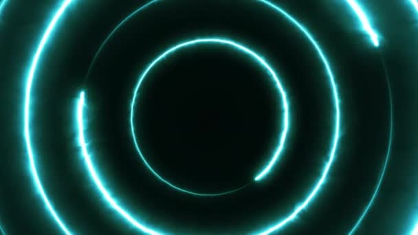 Neon circle color red seamless background spectrum looped animation fluorescent ultraviolet light glowing neon lines Abstract background with neon box circle pattern LED. Renderização 3d — Vídeo de Stock