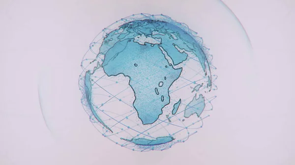 Abstract 3D rendering satellieten starlink netwerk, digitale aarde data globe - verbinding met de wereld. satellieten maken oneweb of skybridge omringende planeet overbrengen complexiteit big data vloed de — Stockfoto