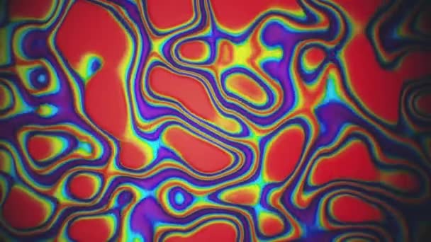 Fondo holográfico líquido abstracto de la hoja con la superficie ondulada multicolor brillante del neón de la textura vibrante de moda. Fondo de diseño gráfico de arte y concepto comercial. 3d representación de vídeo 4K animados. — Vídeos de Stock