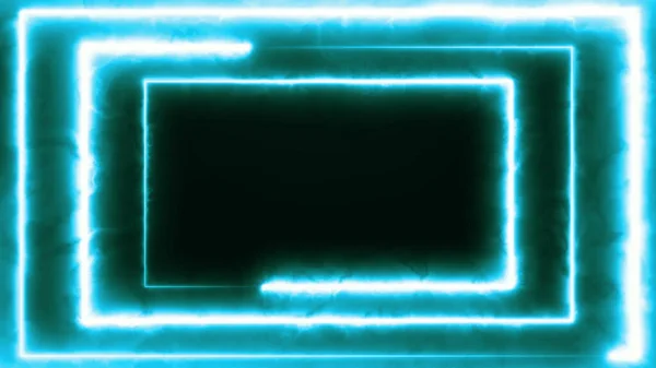 Trendy digitale blauwe neon verlichte frames. Naadloze lus animatie van gloeiende lijnen in 4k. Achtergrond futuristische tunnel met neonverlichting. Looped 3D animatie concept kunst — Stockfoto