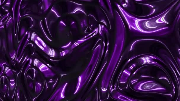 Trendy mehrfarbig irisierende Textur der welligen lebendigen Oberfläche mit Wellen. Lila, azurblaue und blaue metallische Reflexe fließen. Abstraktes Grafikdesign 3D-Rendering holographischer Hintergrund in 4K. — Stockvideo
