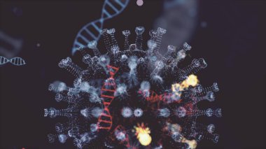 Virüs ve Bakteri Elektron Mikroskobu altında. Viral Salgın Hastalığı. Sağlık kavramı. Patojenler, yeni 2019-nCoV koronovirüs, SARS hakkında bilgi. Çin 'deki salgın.