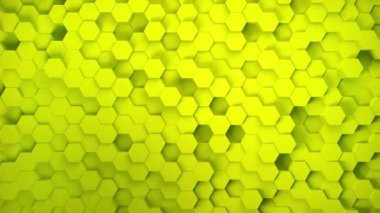 Hafif, minimal, temiz, hareket eden, gölgeli altıgen sarı ağ duvar. Soyut bal peteği arkaplanı. Geniş format menteşesi. Döngü 4K UHD animasyonu. 3B görüntüleme