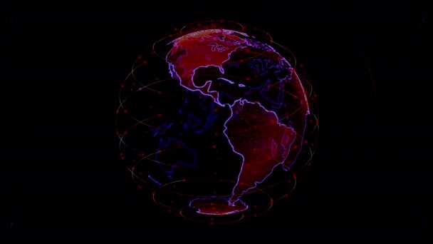 Abstrait rendu 3D satellites starlink réseau, globe de données numériques de la terre - connecter le monde. satellites créent unweb ou un pont aérien autour de la planète transmettant des mégadonnées complexes inondent le — Video