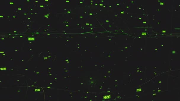 3D-animering av diagram och räknare. Finansiella indikatorer och diagram som visar vinsttillväxt. Animering av en sömlös loop av börser, cryptocurrencies, bitcoin på nätverket. 3D-sändare — Stockvideo