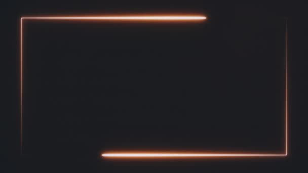 Siyah arkaplanda turuncu neon çerçeve. Soyut arkaplan 3D görüntüleme 4k. — Stok video