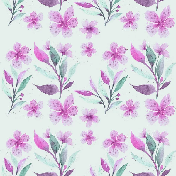 Nahtlose Florale Botanische Muster Aquarellblumen Zarte Pastellfarben Für Stoff Keramikfliesen — Stockfoto