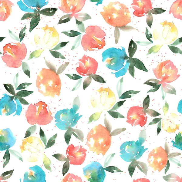 Fleurs Aquarelles Motif Floral Aquarelle Sans Couture Pour Textiles Papier — Photo