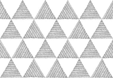 Beyaz sorunsuz etnik el çekilmiş gri geometrik desen