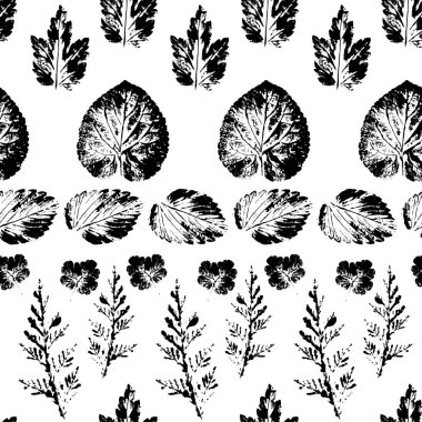Dikişsiz desen damgası yaprak beyaz arka plan üzerinde. Sonsuz doku doğa tasarımı için. Sonbahar yazdırma. Künye yaprak. Tekstil tasarımı. Vektör çizim
