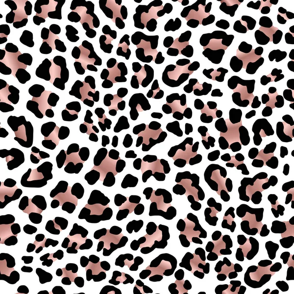 Pelle di leopardo. Oro rosa. Elegante texture con effetto foil. Anima — Vettoriale Stock