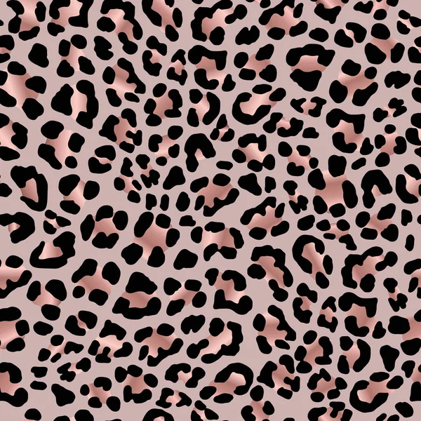 Piel de leopardo. Oro rosa. Textura elegante con efecto lámina. Anima. — Vector de stock