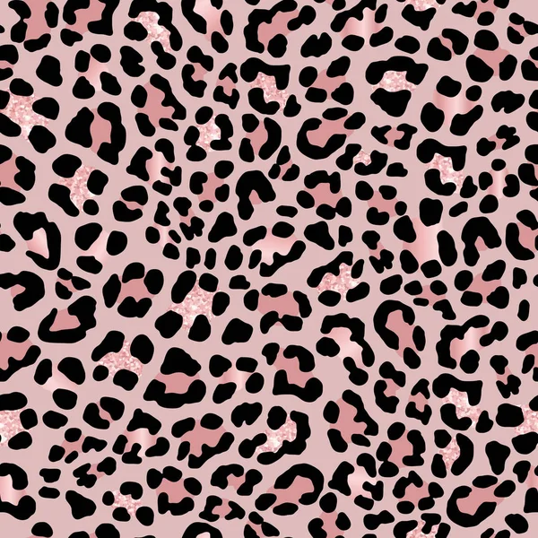 Pele de leopardo. Ouro rosa. Textura elegante com efeito de folha. Anima. —  Vetores de Stock