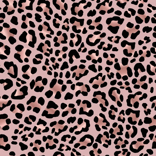 Pelle di leopardo. Oro rosa. Elegante texture con effetto foil. Anima — Vettoriale Stock