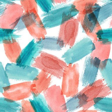 Seamless pattern. Colored watercolor brush strokes on white back