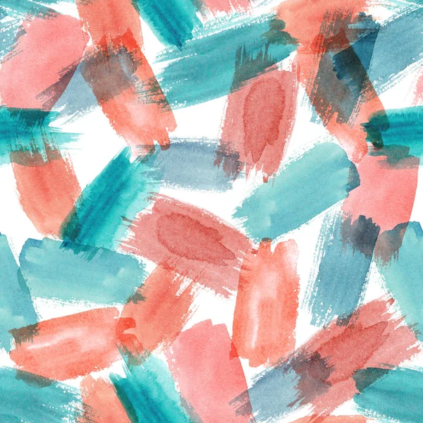 Seamless pattern. Colored watercolor brush strokes on white back — Stockfoto