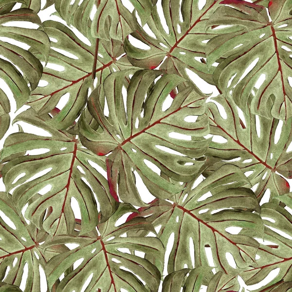 Акварель бесшовный фон с красочными тропическими листьями и — стоковое фото