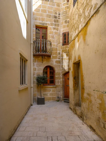 Tranquillo Quartiere Residenziale Nell Antica Città Maltese Mdina Sull Isola — Foto Stock
