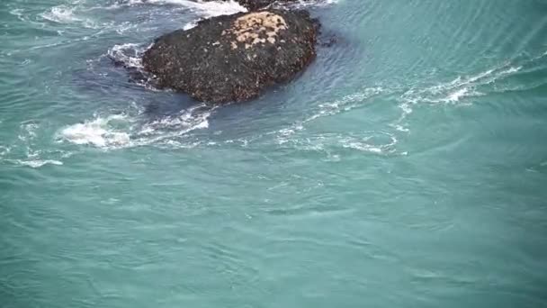 一些岩石周围显示危险潮流的影像 — 图库视频影像