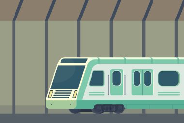 Yolcu modern elektrikli yüksek hızlı tren. Tren metro veya Tünel metro nakliyesi. Yeraltı tren vektör çizim düz stil.